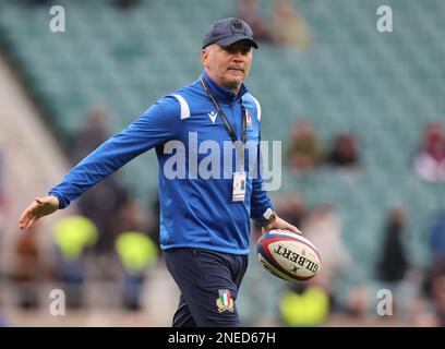 Riccardo Di Maio Data Analyst FIR Italian Rugby Federation during the 2023 Six Nations Championship second round match between England and Italy at Tw Stock Photo