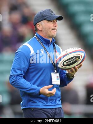 Riccardo Di Maio Data Analyst FIR Italian Rugby Federation during the 2023 Six Nations Championship second round match between England and Italy at Tw Stock Photo