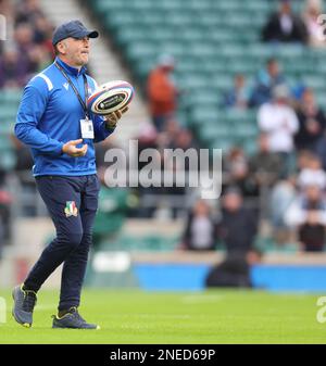 Riccardo Di Maio Data Analyst FIR Italian Rugby Federation during the 2023 Six Nations Championship second round match between England and Italy at Tw Stock Photo