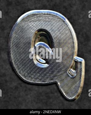 Capital letter Q in 3D, glossy burnished metal Stock Photo