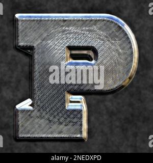 Capital letter P in 3D, glossy burnished metal Stock Photo