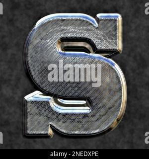 Capital letter S in 3D, glossy burnished metal Stock Photo