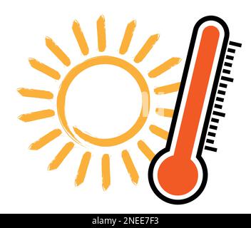 summer heat icon or symbol, thermometer and sun vector illustration Stock Photo