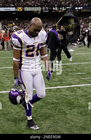 Minnesota Vikings cornerback Antoine Winfield walks off the field after  losing the NFC Championship NFL football game New Orleans Saints in New  Orleans, Sunday, Jan. 24, 2010. The Saints defeated the Vikings