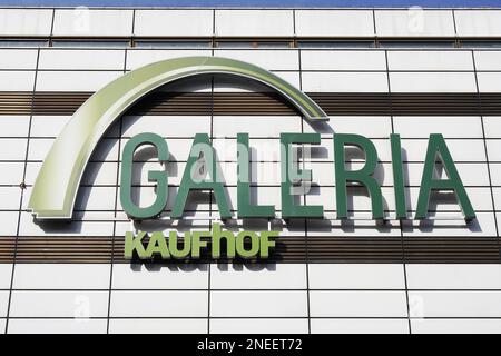 Hannover, Germany - March 2, 2020: Galerie Kaufhof logo sign on facade of local department store branch Stock Photo