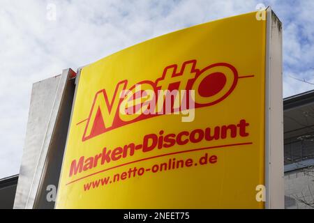 Hannover, Germany - March 17, 2020: Netto logo sign at local branch of german supermarket chain Stock Photo