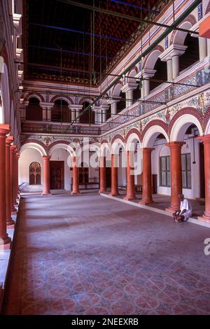 Marriage Hall, this Nattukottai Chettiar House built in 1904 in kadiyapatti, Chettinad, Tamil Nadu, India, Asia Stock Photo