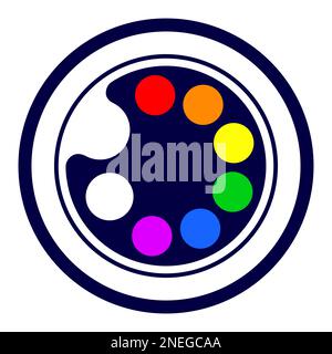 Conceptual illustration of an abstract color palette in a camera lens Stock Vector