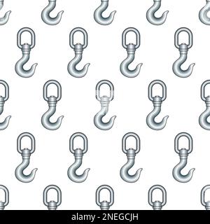 Seamless pattern of a steel crane hook. No mesh gradient Stock Vector