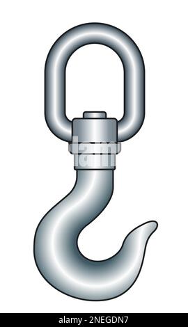 Illustration of a steel crane hook. No mesh gradient Stock Vector
