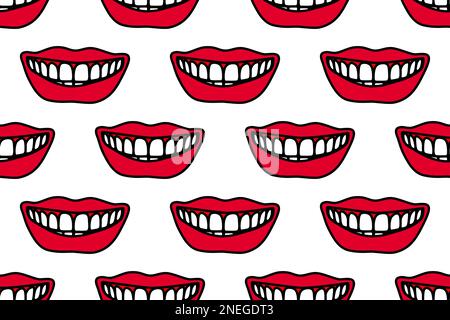 Seamless pattern of a human smiling lips Stock Vector
