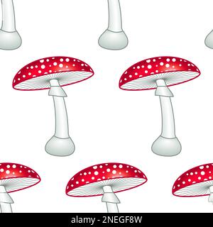 Seamless pattern of an amanita muscaria mushrooms Stock Vector