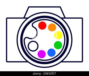 Conceptual illustration of an abstract camera and color palette Stock Vector