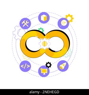 App life cycle isolated cartoon vector illustrations. App life cycle bubble, DevSecOps system, modern IT technology, security and operations, software development steps vector cartoon. Stock Vector