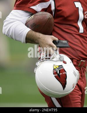 An Arizona Cardinals helmet on the sidelines prior to an NFL football game  against the Miami Dolphins, Sunday, Nov. 8, 2020, in Glendale, Ariz. (AP  Photo/Ross D. Franklin Stock Photo - Alamy