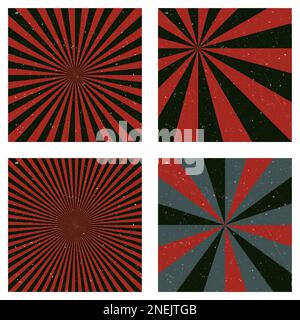 Astonishing vintage backgrounds. Abstract sunburst covers with radial rays. Beautiful vector illustration. Stock Vector