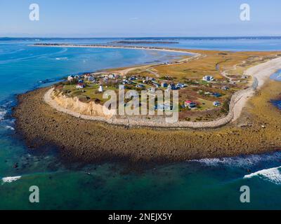 Gurnet Point beach aerial view in Duxbury Bay in town of Plymouth ...