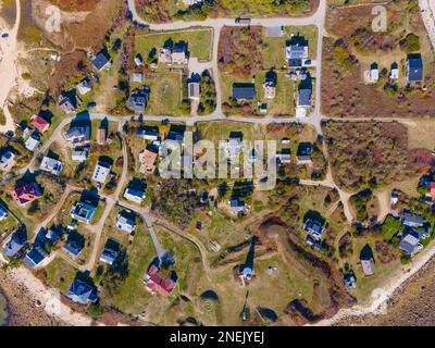 Gurnet Point beach aerial view in Duxbury Bay in town of Plymouth ...