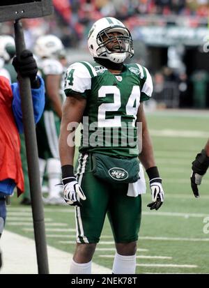 New York Jets Darrelle Revis intercepted a pass intended for New England  Patriots Randy Moss at Giants Stadium in East Rutherford, New Jersey,  Sunday, September 20, 2009. The Jets won 16-9. (Photo