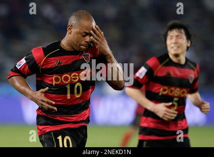 Pohang Steelers Brazilian player Denilson. foreground right, reacts with  teammates, after scoring the second goal against TP Mazembe during their  Club World Cup soccer match in Abu Dhabi, United Arab Emirates, Friday