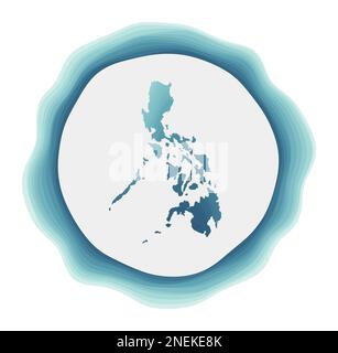 Philippines logo. Badge of the country. Layered circular sign around Philippines border shape. Superb vector illustration. Stock Vector