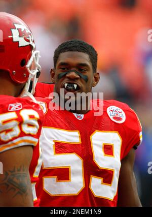 In this Dec. 11, 2011, file photo, Kansas City Chiefs' Jovan Belcher sits  on the sidelines during the third quarter of the NFL football game against  the New York Jets in East