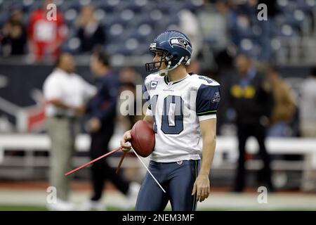 December 5, 2010; Seattle, WA, USA; Seattle Seahawks place kicker Olindo  Mare (10) kicks an extra point against the Carolina Panthers during the  third quarter at Qwest Field. Seattle defeated Carolina 31-14 Stock Photo -  Alamy