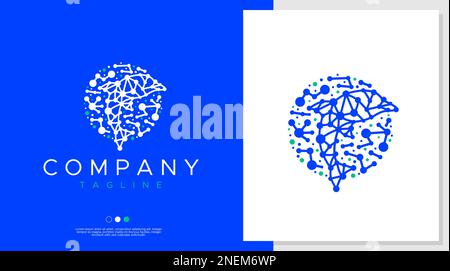Digital dolphin logo design template. Modern circle wild animal logo vector. Stock Vector