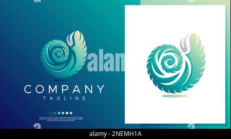 Gradient modern sea oyster logo design template. Simple shell fish logo vector. Stock Vector