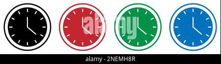 Set of color clock icons. Time symbol. Vector illustration isolated on white background Stock Vector