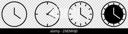 Time icon set. Clock symbols. Design can use for web and mobile app. Vector illustration isolated on transparent background Stock Vector