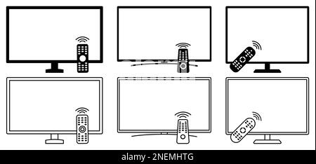 Set of TV and remote icons. Design can use for web and mobile app. Vector illustration Stock Vector
