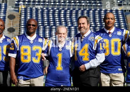 Members of the San Diego Chargers 50th anniversary team, l to r