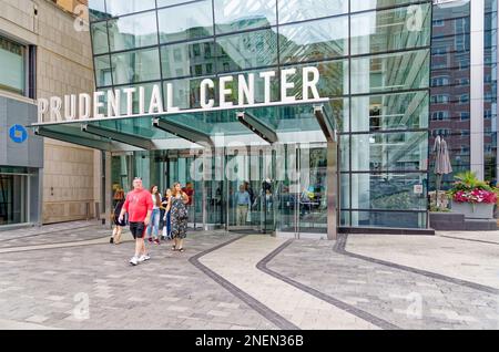 888 Boylston Street is the “front door” to Prudential Center, Boston’s landmark commercial/shopping/transportation hub in the Back Bay District. Stock Photo