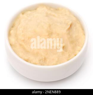 Fresh yogurt in a bowl over white background Stock Photo