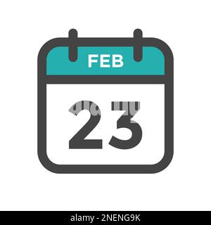 February 23 Calendar Day or Calender Date for Deadline and Appointment Stock Vector