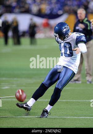 December 5, 2010; Seattle, WA, USA; Seattle Seahawks place kicker Olindo  Mare (10) kicks an extra point against the Carolina Panthers during the  third quarter at Qwest Field. Seattle defeated Carolina 31-14 Stock Photo -  Alamy