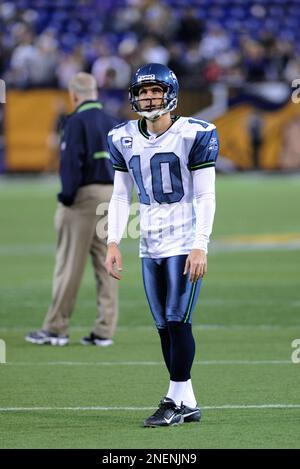 December 5, 2010; Seattle, WA, USA; Seattle Seahawks place kicker Olindo  Mare (10) kicks an extra point against the Carolina Panthers during the  third quarter at Qwest Field. Seattle defeated Carolina 31-14 Stock Photo -  Alamy