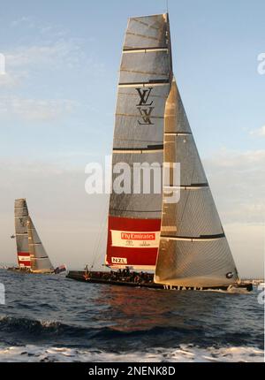 The Italian team Azzurra, right, and the Emirates Team New Zealand