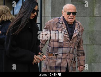 London, UK, 16th Feb 2023. Mourners, friends and family attend the memorial service for attend memorial service for the late British fashion designer Vivienne Westwood who championed punk and new wave in the UK and worked with some of the biggest designers, celebrities and supermodels. Stock Photo