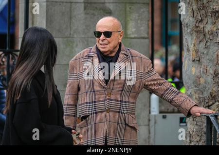 London, UK, 16th Feb 2023. Mourners, friends and family attend the memorial service for attend memorial service for the late British fashion designer Vivienne Westwood who championed punk and new wave in the UK and worked with some of the biggest designers, celebrities and supermodels. Stock Photo