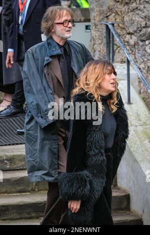 London, UK. 16th Feb, 2023. Jarvis Cocker and partner. Mourners, friends and family attend the memorial service for attend memorial service for the late British fashion designer Vivienne Westwood who championed punk and new wave in the UK and worked with some of the biggest designers, celebrities and supermodels. Credit: Imageplotter/Alamy Live News Stock Photo