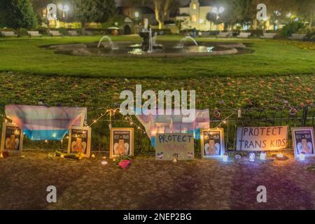 Southend on Sea, UK. 16th Feb, 2023. Residents come together for a vigil for Brianna Ghey who was brutally murdered in Warrington Park, Cheshire on Saturday 11th February. The vigil takes place in Prittlewell Gardens. Penelope Barritt/Alamy Live news Stock Photo