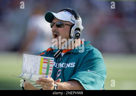 Miami Dolphins General manager, Jeff Ireland. Jimmy Buffett, Stephen M Ross  and head coach Tony Sparano The Miami Dolphins Stock Photo - Alamy