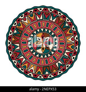 Decorative round tribal design element over white background, vector illustration Stock Vector