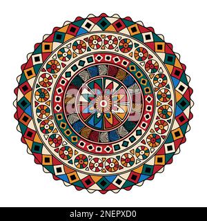 Decorative round tribal design element over white background, vector illustration Stock Vector