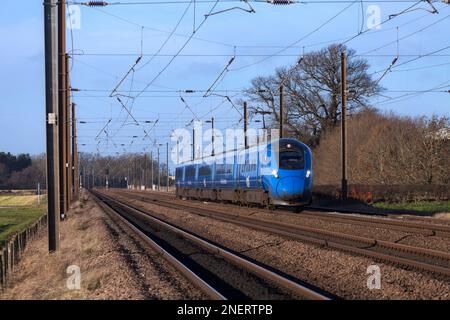 Open access operator Firstgroup Lumo class 803 electric train on the 4 ...