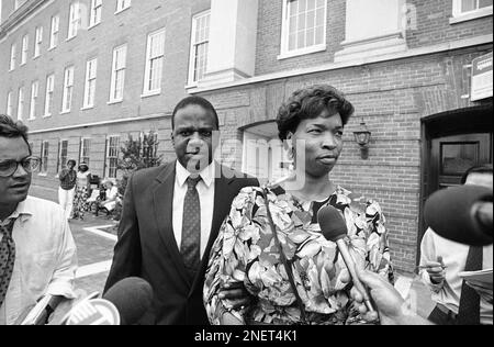 James Bias Jr., brother of University of Maryland basketball star Len Bias,  is comforted by friends after the private funeral service in College Park,  Maryland for his brother, June 23, 1986. Len