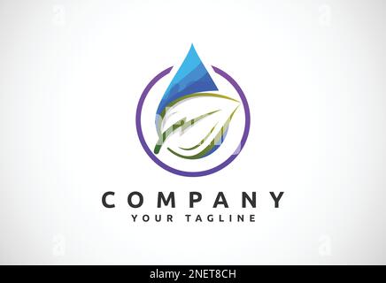Lighting bolt with leaf water drop logo template. Thunder leaf icon for the environment, recycling, and electric symbol Stock Vector