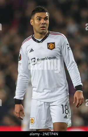 Barcelona, Spain. 16th Feb, 2023. Casemiro #18 of Manchester United during the UEFA Europa League Knockout Round Play-Offs Barcelona vs Manchester United at Spotify Camp Nou, Barcelona, Spain, 16th February 2023 (Photo by Mark Cosgrove/News Images) in Barcelona, Spain on 2/16/2023. (Photo by Mark Cosgrove/News Images/Sipa USA) Credit: Sipa USA/Alamy Live News Stock Photo